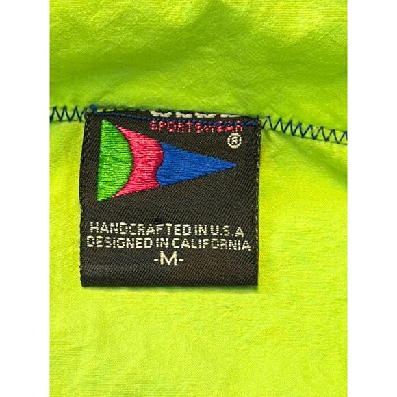 Vintage 80's Club Sportswear Windbreaker Men Med Retro Blue/Green Running Track - Picture 5 of 8